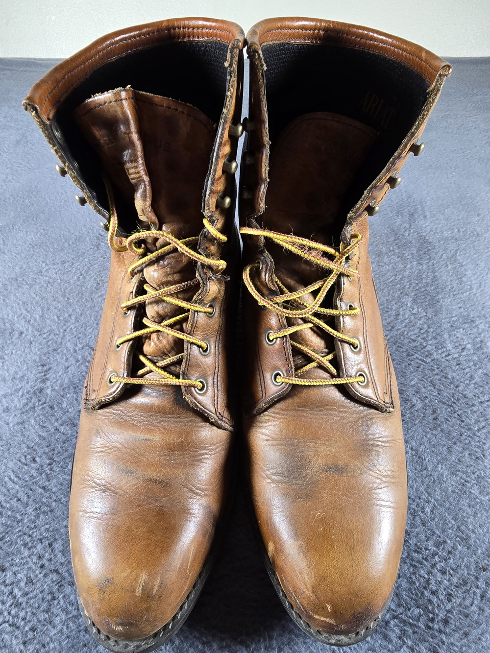 Ariat Mens Brown Leather Lace Up Western Work Boots ATS Sole Size 10.5
